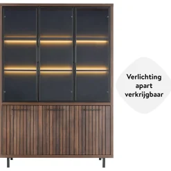 Profijt Meubel Vitrinekast Tenino 200x140x45 cm bruin